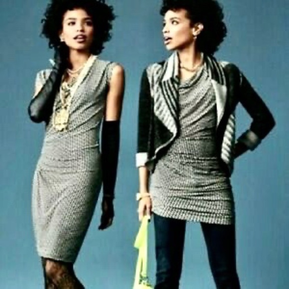 CAbi Monroe ruched geometric tribal print dress
